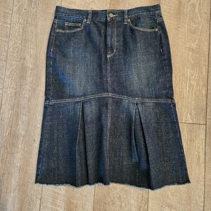 Lauren Jeans Co Denim Jean Skirt Y2K Pleated Hem Sz 6